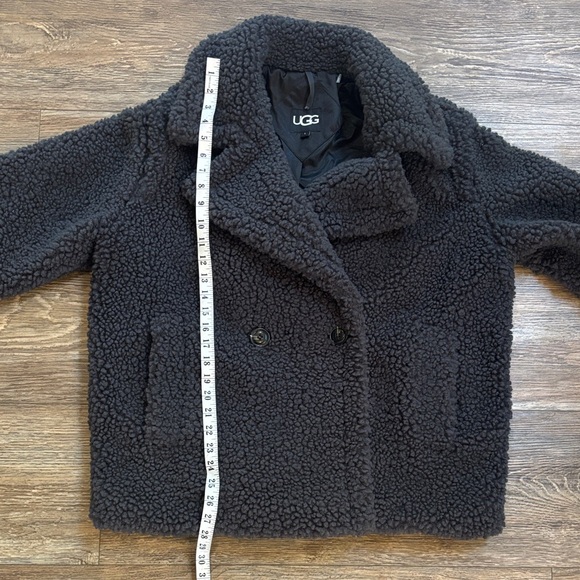 UGG Gertrude Short Teddy Sherpa Oversized Coat Charcoal Ink Women's Large XL - Picture 12 of 16